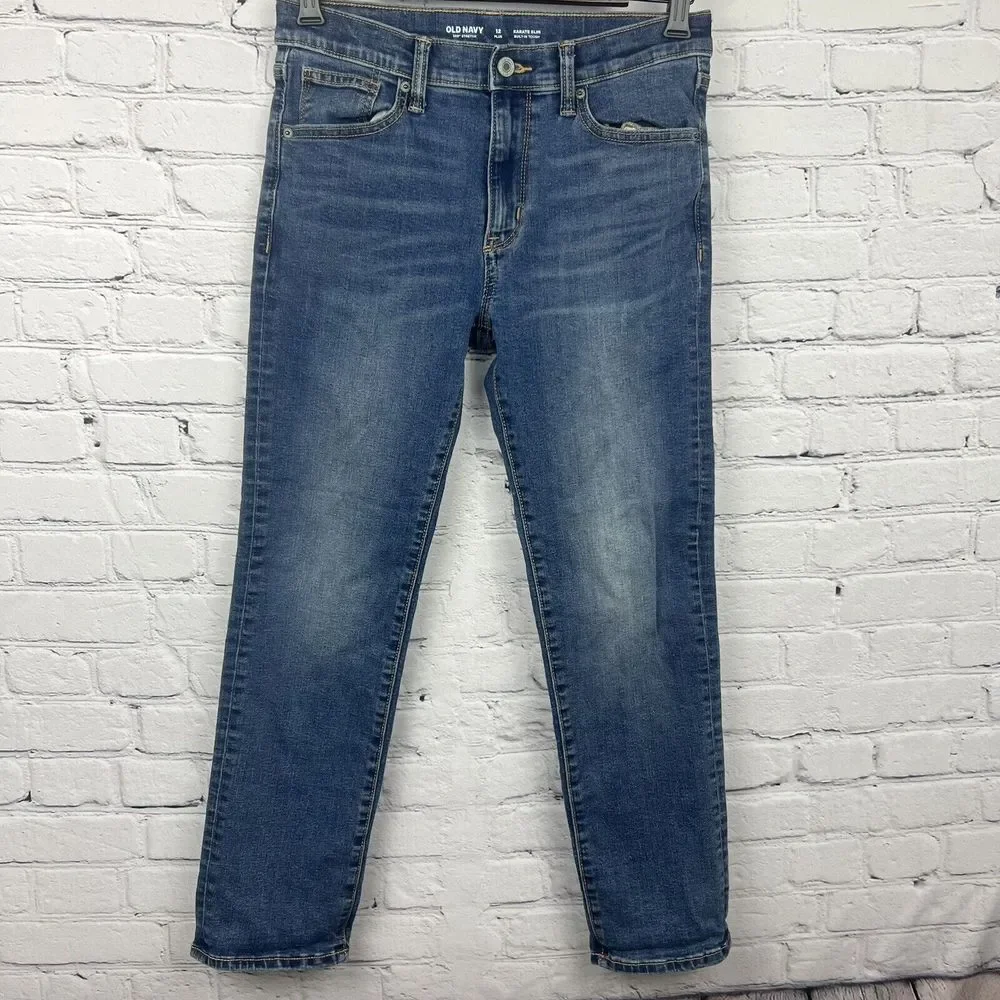 Old Navy Karate Slim 360 Stretch Jeans Boys Size 12 Plus Adjustable Medium Wash